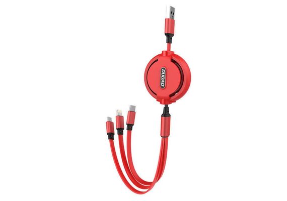 DUDAO Cabo USB 3 em 1 USB-C / Lightning / Micro 2.4A 1.1m L8H - Vermelho