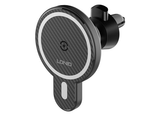 LDNIO Suporte de Carro para Celular com Carregador Indutivo e Anel de Metal 15w MA20 - Preto