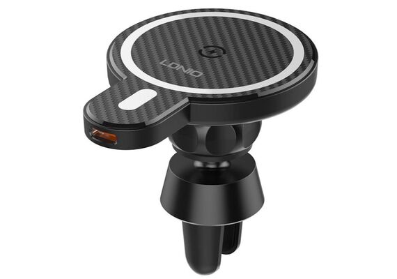 LDNIO Suporte de Carro para Celular com Carregador Indutivo e Anel de Metal 15w MA20 - Preto