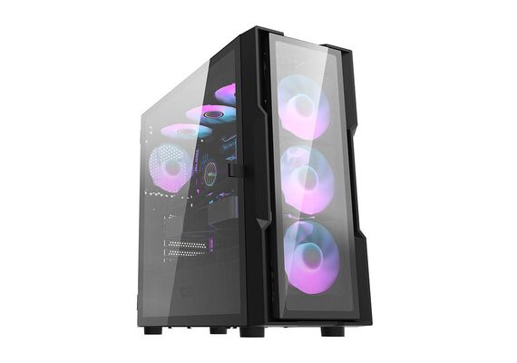 DARKFLASH Cabines de Computador Glass DK431 + fãs x4 - Preto