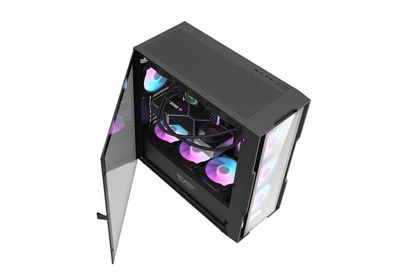 DARKFLASH Cabines de Computador Glass DK431 + fãs x4 - Preto
