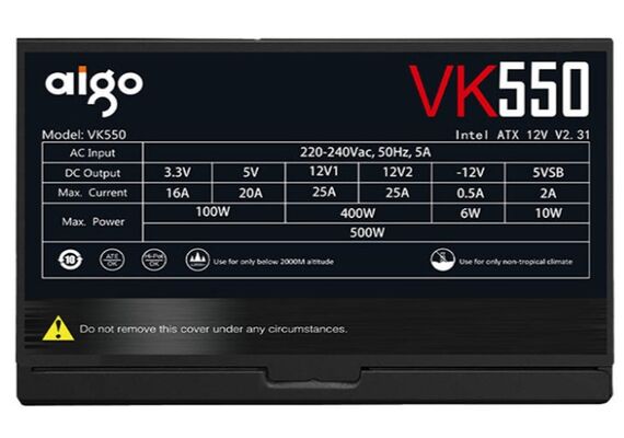 AIGO Fontes para Computador VK550 550W - Preto