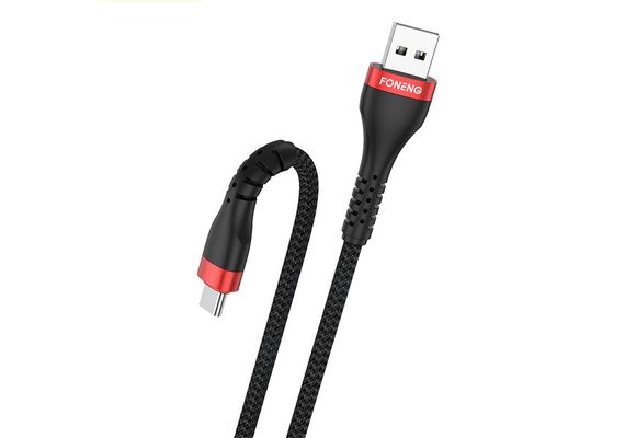 FONENG Cabo USB a USB-C 3A X82 1m - Preto