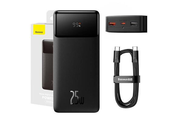 BASEUS Powerbank Bipow 2x USB / USB-C 25W 20000mAh - Preto