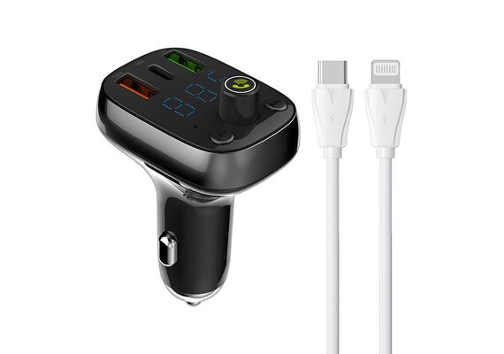 LDNIO Transmissor Bluetooth FM 2USB / USB-C / Lightning cable C704Q