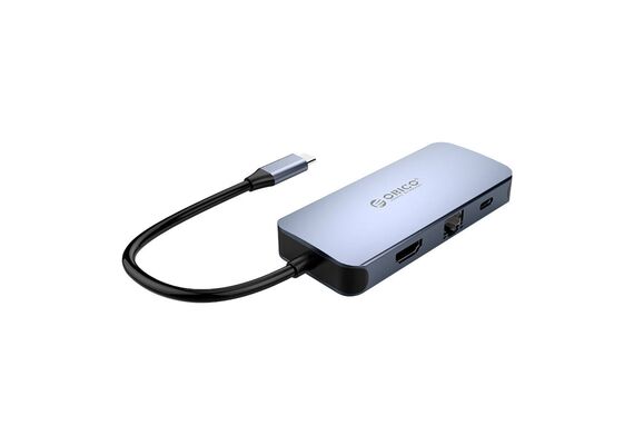 ORICO 6 in1 Adapter Hub HDMI 4K + 3x USB 3.0 + RJ45 + USB-C PD 100W MC-U602P-GY-BP