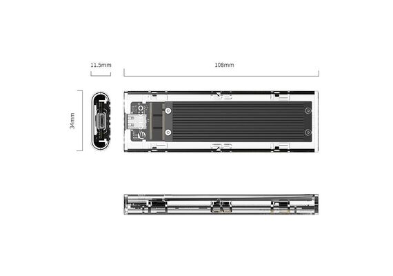 ORICO Enclosure SDD M.2 NVME USB-C 3.1 Gen.2 10Gbps - Preto