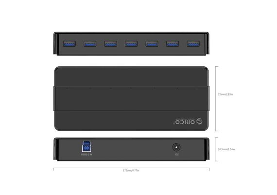 ORICO 7 in1 Adapter Hub 3.0 + USB 3.0 cable - 1m