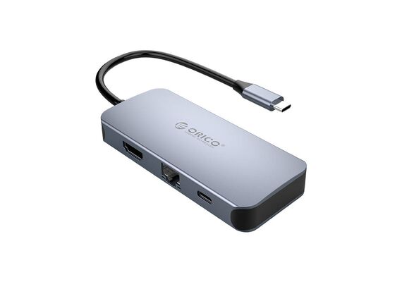 ORICO 6 in1 Adapter Hub HDMI 4K + 3x USB 3.0 + RJ45 + USB-C PD 100W MC-U602P-GY-BP
