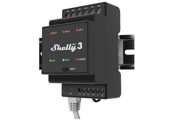 SHELLY Módulo para Calha DIN para Automação WiFi/BT/LAN PRO 3