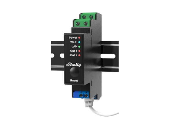 SHELLY Módulo para Calha DIN e Medição de Energia para Automação WiFi/BT/LAN PRO 2PM