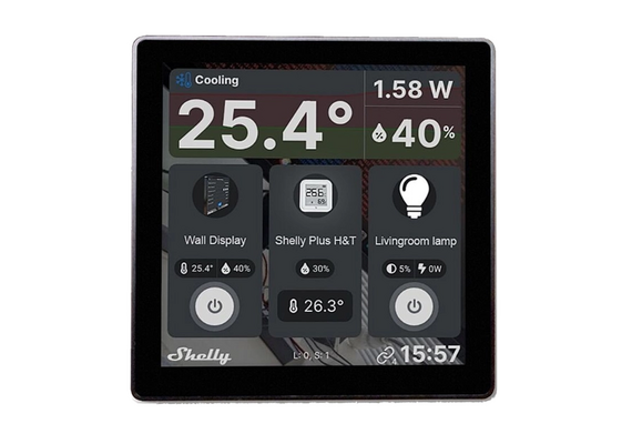 SHELLY Painel de Controlo Doméstico WiFi/Bluetooth - Preto