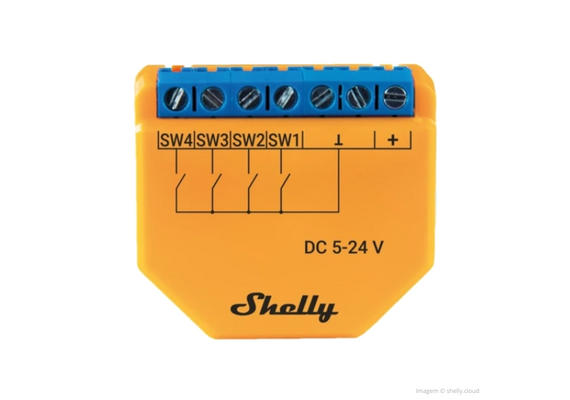 SHELLY Módulo de Ativação de Cenários para Automação WiFi Plus i4 DC