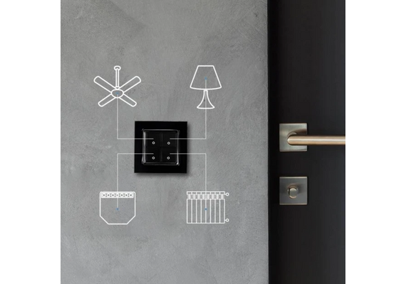 SHELLY Interruptor de Parede de 4 Botões Wall Switch 4 Black (Preto)