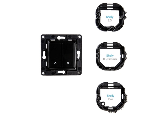 SHELLY Interruptor de Parede de 2 Botões Wall Switch 2 Black (Preto)