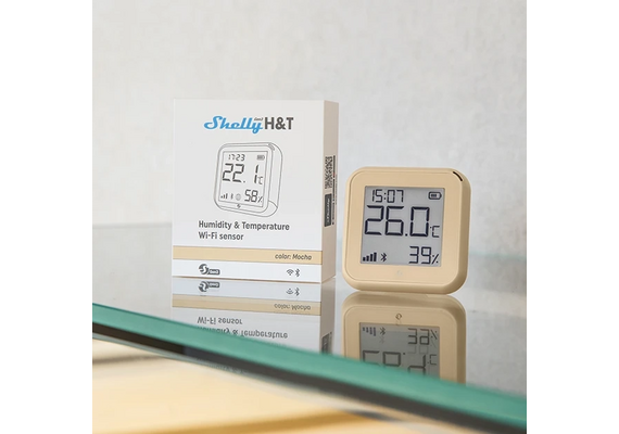 SHELLY Monitorizador Ambiental de Temperatura e Humidade com WiFi - Castanho Claro
